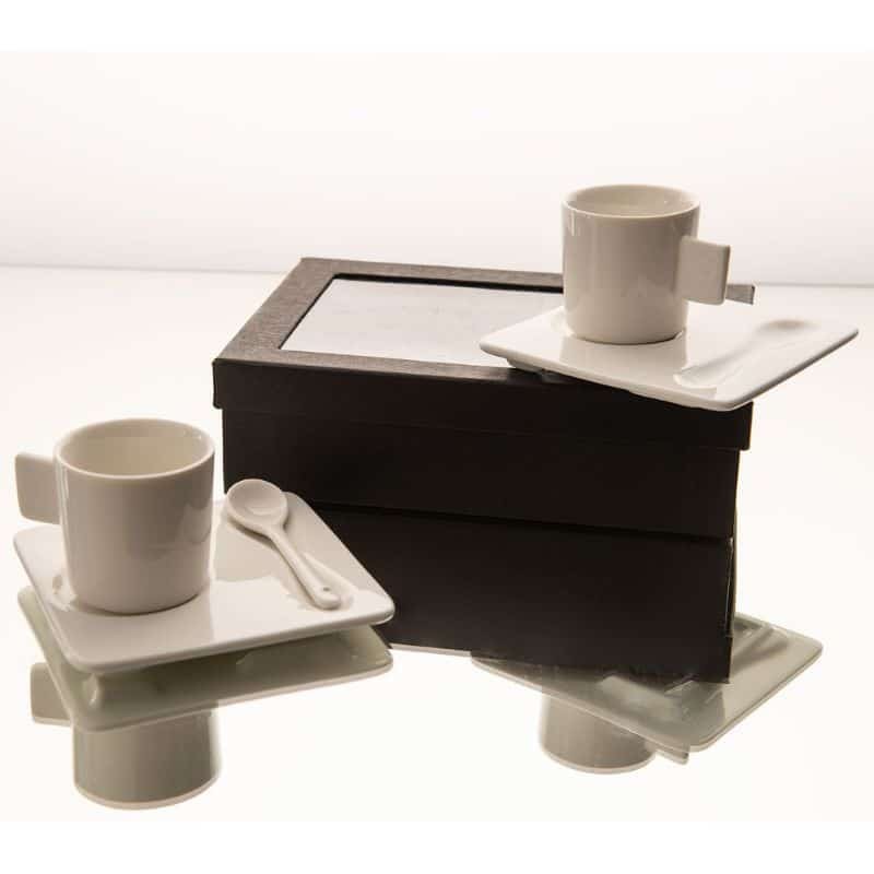 Conjunto de Chávenas de Café, Branco, Porcelana - Cades Design