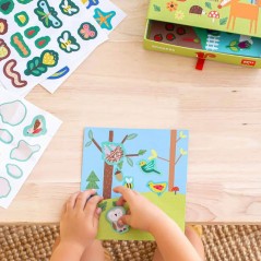 Stickers game in cardboard box Forest