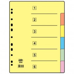 Separadores Cartolina A4  com 6 Secções