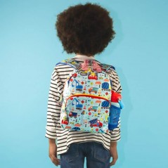 Mochila Azul Construção 30 cm - Construction Backpack - Floss & Rock