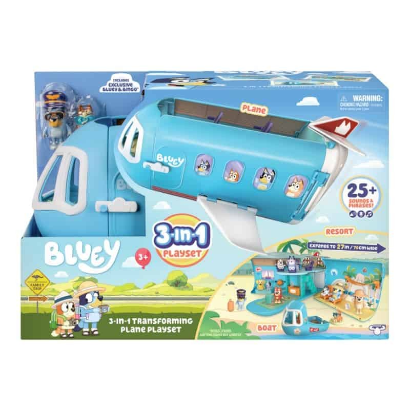 Bluey e Bingo Brinquedos - Avião 3 em 1 - Brinquedo Interativo Famosa