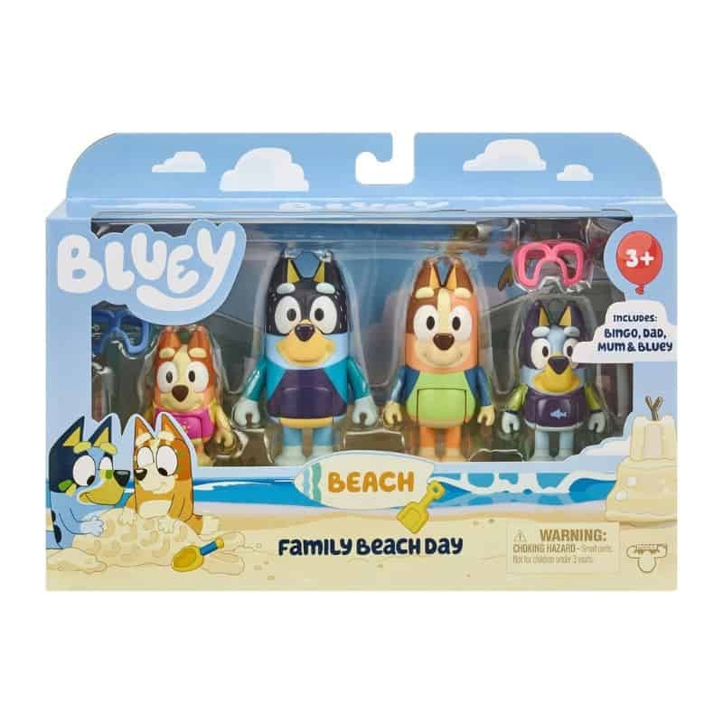 Bluey e Bingo Brinquedos - Figuras Bluey Pack 4 - Family Beach Day