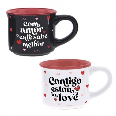 Conjunto de Chávenas de Café Lovely Story - Presente Dia dos Namorados