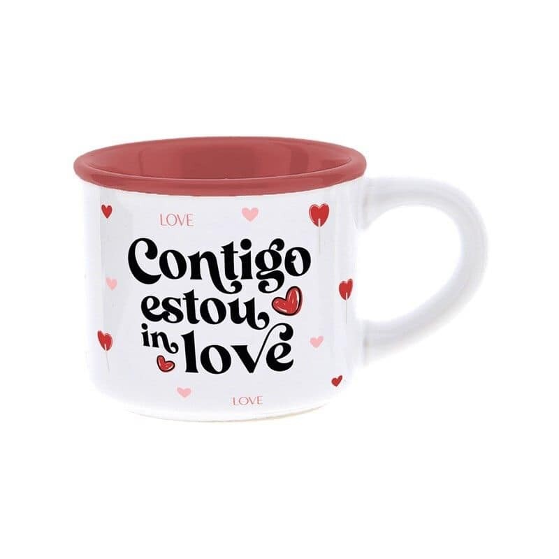 Chávena de Café em Cerâmica "Contigo Estou In Love" Dia dos Namorados