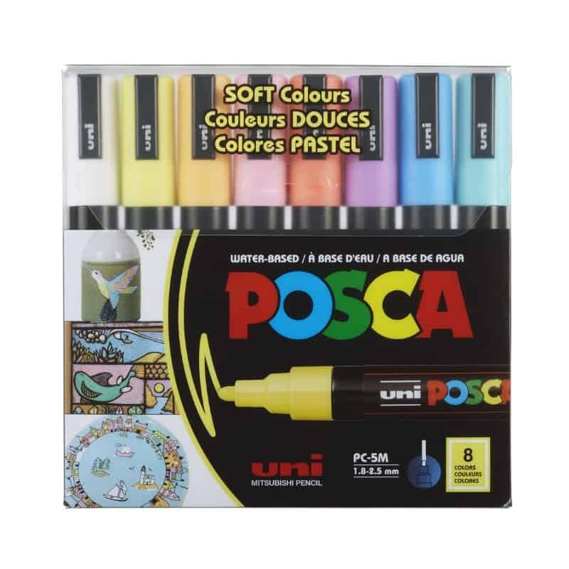 Canetas POSCA - Pack com 8 Marcadores POSCA PC-5M - Cores Pastel