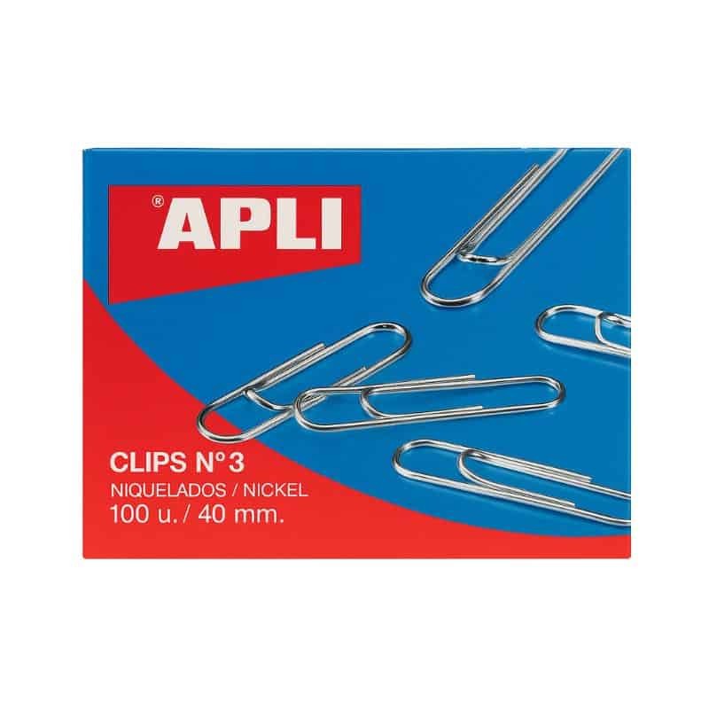 Clips Niquelados Nº3 APLI 40 mm - Caixa 100u. Clips Niquelados Nº3 APLI 40 mm - Caixa 100u.