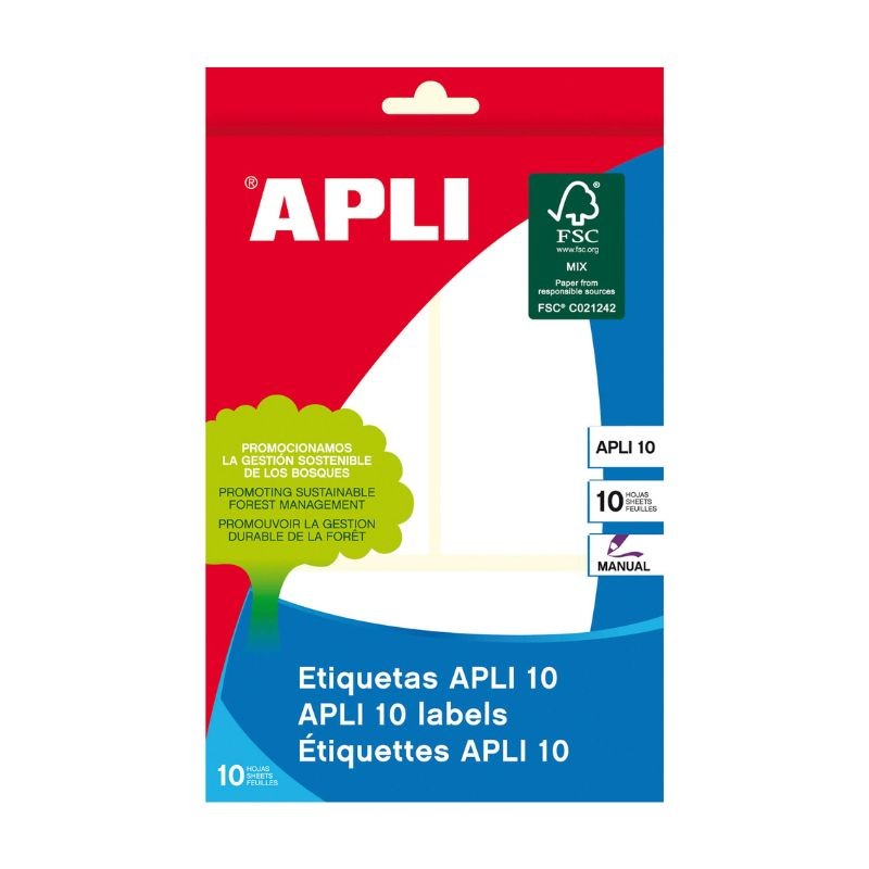 Etiquetas APLI 10 - Etiquetas Brancas Cantos Redondos 53x100 mm Etiquetas APLI 10 - Etiquetas Brancas Cantos Redondos 53x100 mm