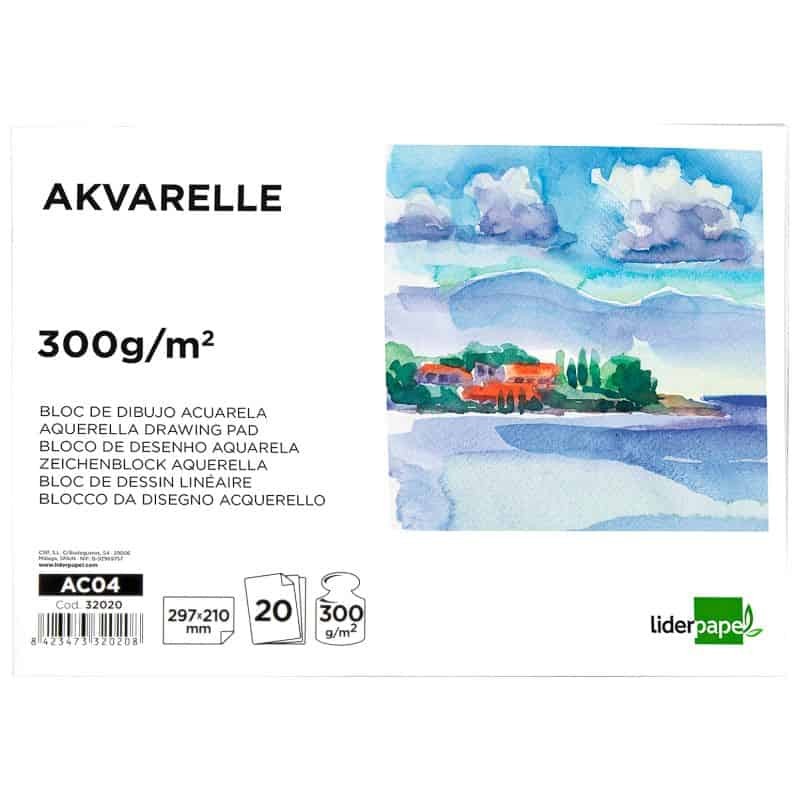 Bloco de Desenho Aguarela A4 - Pack 20 Folhas 300 g/m² - AC04