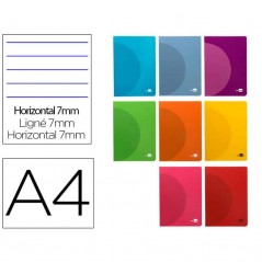 Caderno A4 Pautado Agrafado Capa Plástica 48 Fls. Cores Vivas Sortidas