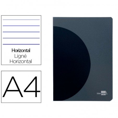 Caderno Capa Preta Plastificada A4 Pautado 48 Fls. Liderpapel 360