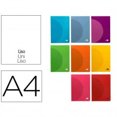 Caderno A4 Liso Agrafado Capa Plástica 48 Fls. Cores Vivas Sortidas