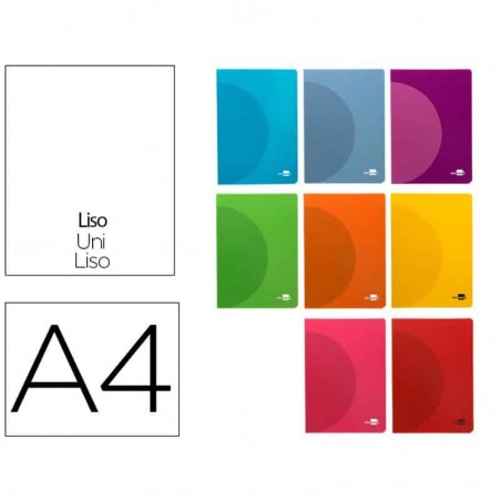 Caderno A4 Liso Agrafado Capa Plástica 48 Fls. Cores Vivas Sortidas