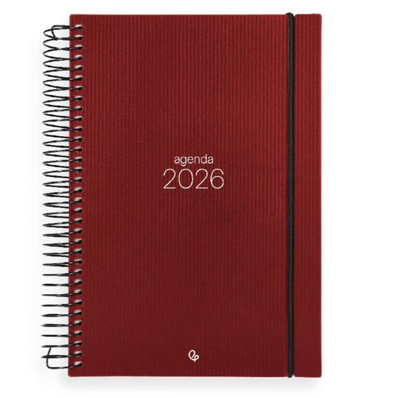 Agenda 2026 Capa Dura Espiral Bordeaux A5 - Agenda Diária - Liderpapel