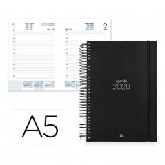 Agenda 2026 Capa Dura Espiral Preta A5 - Agenda Diária - Liderpapel