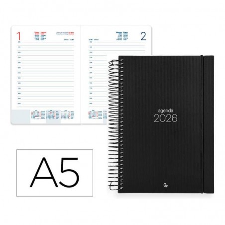 Agenda 2026 Capa Dura Espiral Preta A5 - Agenda Diária - Liderpapel