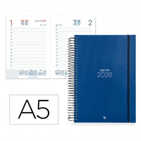 Agenda 2026 Capa Dura Espiral Azul A5 - Agenda Diária - Liderpapel