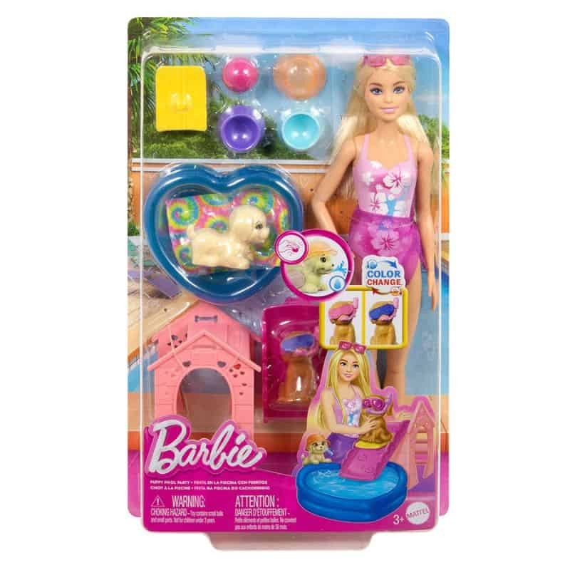 Boneca Barbie - Conjunto Festa Na Piscina Com os Cachorrinhos