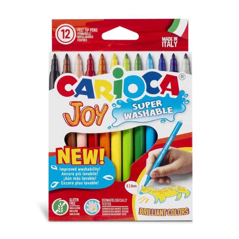 Canetas de Feltro Carioca JOY 12 Cores – Tinta Superlavável Canetas de Feltro Carioca JOY 12 Cores – Tinta Superlavável