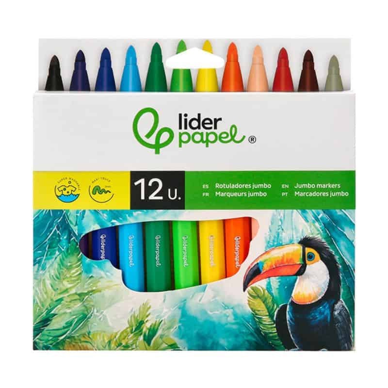 Marcadores de Feltro Jumbo Liderpapel – Caixa 12 Cores Marcadores de Feltro Jumbo Liderpapel – Caixa 12 Cores