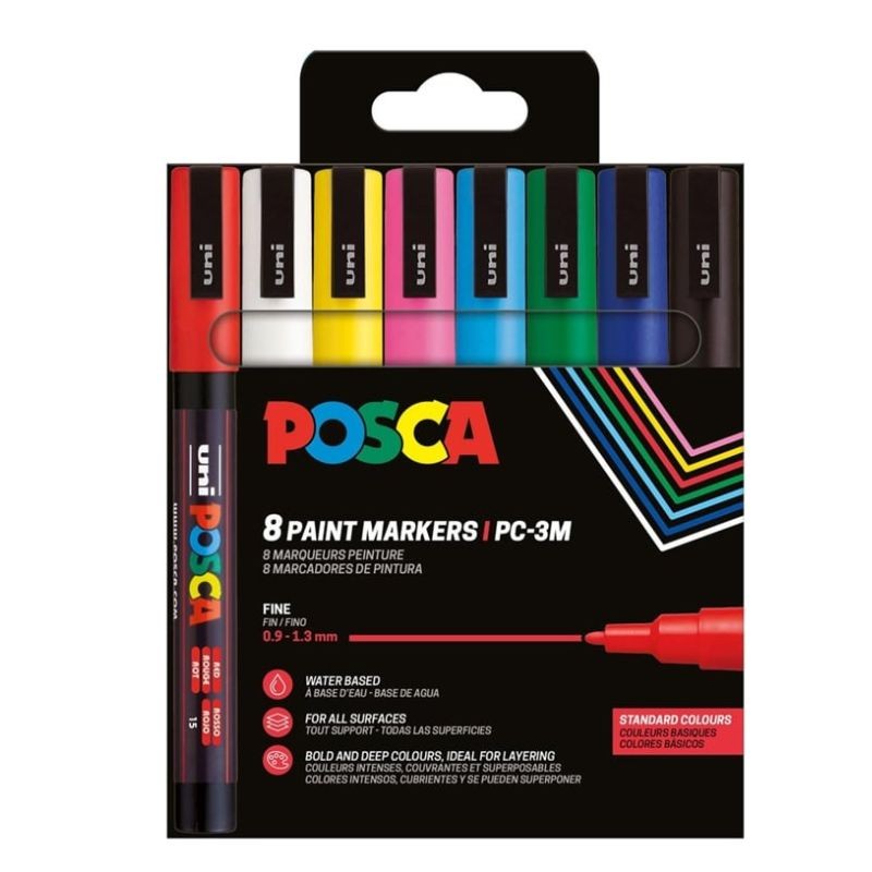 Canetas POSCA - Pack com 8 Marcadores POSCA PC-3M Canetas POSCA - Pack com 8 Marcadores POSCA PC-3M
