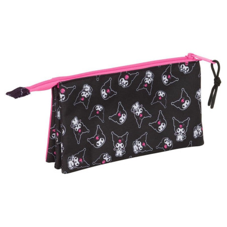 Estojo Escolar Triplo Kuromi Hello Kitty Oficial 22cm