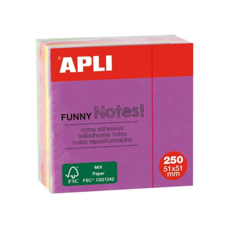 Bloco de notas adesivas APLI Fluorescente