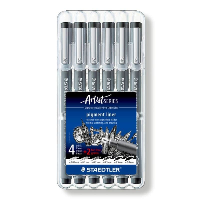 Marcadores Pigment Liner STAEDTLER 308 Desenho Técnico Pack 6 Marcadores Pigment Liner STAEDTLER 308 Desenho Técnico Pack 6